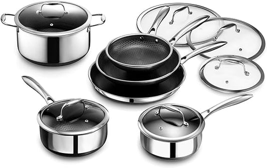 HexClad 12 Piece Hybrid Stainless Steel Cookware Set